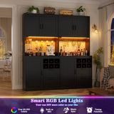 72" Tall Pantry Cabinet with LED Light & Outlet, 63" Wide Kitchen Hutch, 2 Packs