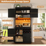 72'' Tall Modern Pantry Cabinet with 2 Drawers and Grid Storage