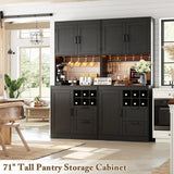 72'' Tall Modern Pantry Cabinet with 2 Drawers and Grid Storage