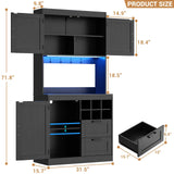 72'' Tall Modern Pantry Cabinet with 2 Drawers and Grid Storage