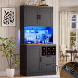 72'' Tall Modern Pantry Cabinet with 2 Drawers and Grid Storage