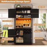 72'' Tall Modern Pantry Cabinet with 2 Drawers and Grid Storage
