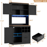 72'' Tall Modern Pantry Cabinet with 2 Drawers and Grid Storage