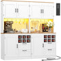 72" Tall Pantry Cabinet with LED Light & Outlet, 63" Wide Kitchen Hutch, 2 Packs