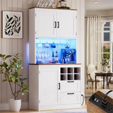 72'' Tall Modern Pantry Cabinet with 2 Drawers and Grid Storage