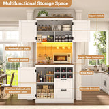 72'' Tall Modern Pantry Cabinet with 2 Drawers and Grid Storage