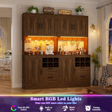 72" Tall Pantry Cabinet with LED Light & Outlet, 63" Wide Kitchen Hutch, 2 Packs