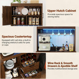 72" Tall Pantry Cabinet with LED Light & Outlet, 63" Wide Kitchen Hutch, 2 Packs
