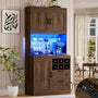 72'' Tall Modern Pantry Cabinet with 2 Drawers and Grid Storage
