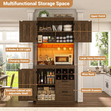 72'' Tall Modern Pantry Cabinet with 2 Drawers and Grid Storage
