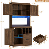 72'' Tall Modern Pantry Cabinet with 2 Drawers and Grid Storage
