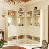 50 Inch Closet System with Drawers, 4FT Wood Closets Organizer with Mirror Design
