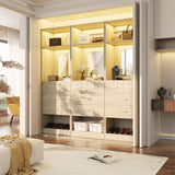 50 Inch Closet System with Drawers, 4FT Wood Closets Organizer with Mirror Design