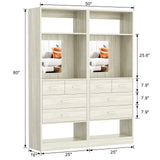 50 Inch Closet System with Drawers, 4FT Wood Closets Organizer with Mirror Design