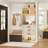 25'' Freestanding Walk-in Closet System with 3 Wooden Drawers & Mirror