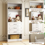 25'' Freestanding Walk-in Closet System with 3 Wooden Drawers & Mirror