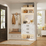 25'' Freestanding Walk-in Closet System with 3 Wooden Drawers & Mirror