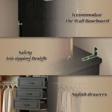 8FT Closet System with Drawers, Mirror & Adjustable Hanging Rods, Heavy Duty Walk-in Closet Organizer for Bedroom Storage