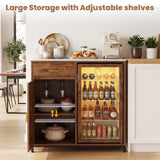 Small Coffee Bar Cabinet with Mini Fridge Space, Wine Bar with Charging Station & Drawer( Refrigerator not included )