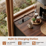 Small Coffee Bar Cabinet with Mini Fridge Space, Wine Bar with Charging Station & Drawer( Refrigerator not included )