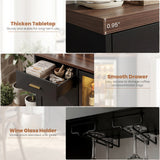 Small Coffee Bar Cabinet with Mini Fridge Space, Wine Bar with Charging Station & Drawer( Refrigerator not included )