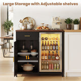 Small Coffee Bar Cabinet with Mini Fridge Space, Wine Bar with Charging Station & Drawer( Refrigerator not included )