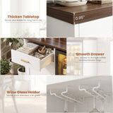 Small Coffee Bar Cabinet with Mini Fridge Space, Wine Bar with Charging Station & Drawer( Refrigerator not included )