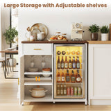 Small Coffee Bar Cabinet with Mini Fridge Space, Wine Bar with Charging Station & Drawer( Refrigerator not included )