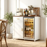 Small Coffee Bar Cabinet with Mini Fridge Space, Wine Bar with Charging Station & Drawer( Refrigerator not included )