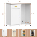 Small Coffee Bar Cabinet with Mini Fridge Space, Wine Bar with Charging Station & Drawer( Refrigerator not included )