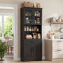 79.7" Tall Kitchen Pantry Storage Cabinet with Glass Door, Adjustable Shelves, and Drawer