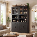 79.7" Tall Kitchen Pantry Storage Cabinet with Glass Door, Adjustable Shelves & Drawer, 2 Packs