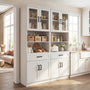 79.7" Tall Kitchen Pantry Storage Cabinet with Glass Door, Adjustable Shelves & Drawer, 2 Packs