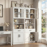 79.7" Tall Kitchen Pantry Storage Cabinet with Glass Door, Adjustable Shelves & Drawer, 2 Packs