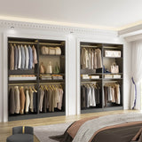 100” Closet System, 8.3FT Wood Closet Storage Organizer with 8 Hanging Rods, Adjustable Large Walk in Wardrobe Closet Tower