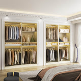 100” Closet System, 8.3FT Wood Closet Storage Organizer with 8 Hanging Rods, Adjustable Large Walk in Wardrobe Closet Tower