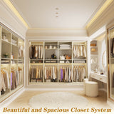 100” Closet System, 8.3FT Wood Closet Storage Organizer with 8 Hanging Rods, Adjustable Large Walk in Wardrobe Closet Tower