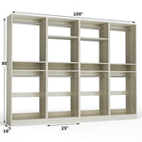 100” Closet System, 8.3FT Wood Closet Storage Organizer with 8 Hanging Rods, Adjustable Large Walk in Wardrobe Closet Tower