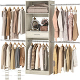 96” Closet System, 8FT Walk in Closets Organizer Kit with 4 Extendable Hanging Rods and Drawer