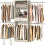 96” Closet System, 8FT Walk in Closets Organizer Kit with 4 Extendable Hanging Rods and Drawer