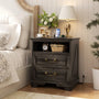 Farmhouse Nightstands with Drawers, Bedside Table with Power Outlet