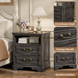 Farmhouse Nightstands with Drawers, Bedside Table with Power Outlet