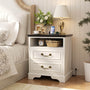 Farmhouse Nightstands with Drawers, Bedside Table with Power Outlet