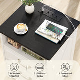 Farmhouse Nightstands with Drawers, Bedside Table with Power Outlet