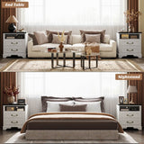 Farmhouse Nightstands with Drawers, Bedside Table with Power Outlet