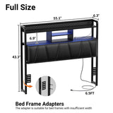 Upholstered Headboard for Full Size Bed Frame, with Power Outlets and RGB LED Lights