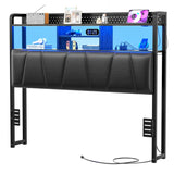 Upholstered Headboard for Full Size Bed Frame, with Power Outlets and RGB LED Lights