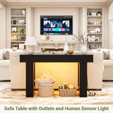 47" Entryway Table with Sensor Light and USB Outlet | Narrow Console Table with Storage Behind Couch