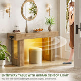 47" Entryway Table with Socket and Sensor Light, Console Table with Storage Behind Couch