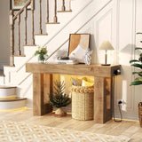 47" Entryway Table with Socket and Sensor Light, Console Table with Storage Behind Couch